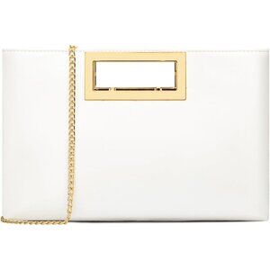 Women’s White Leather Imported Magnetic Evening Purse Hand Bags